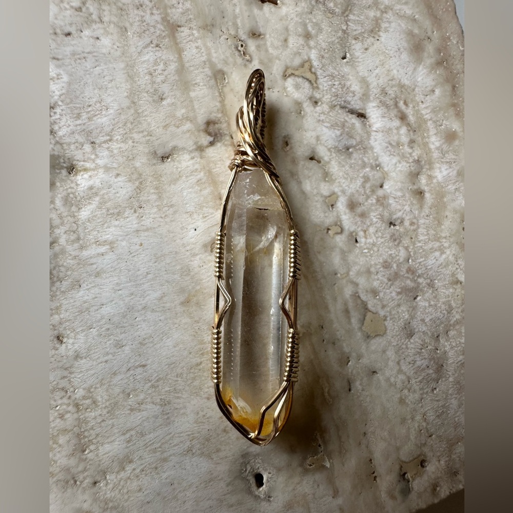 14k Gold Filled Hematoid Quartz Crystal Necklace Pendant